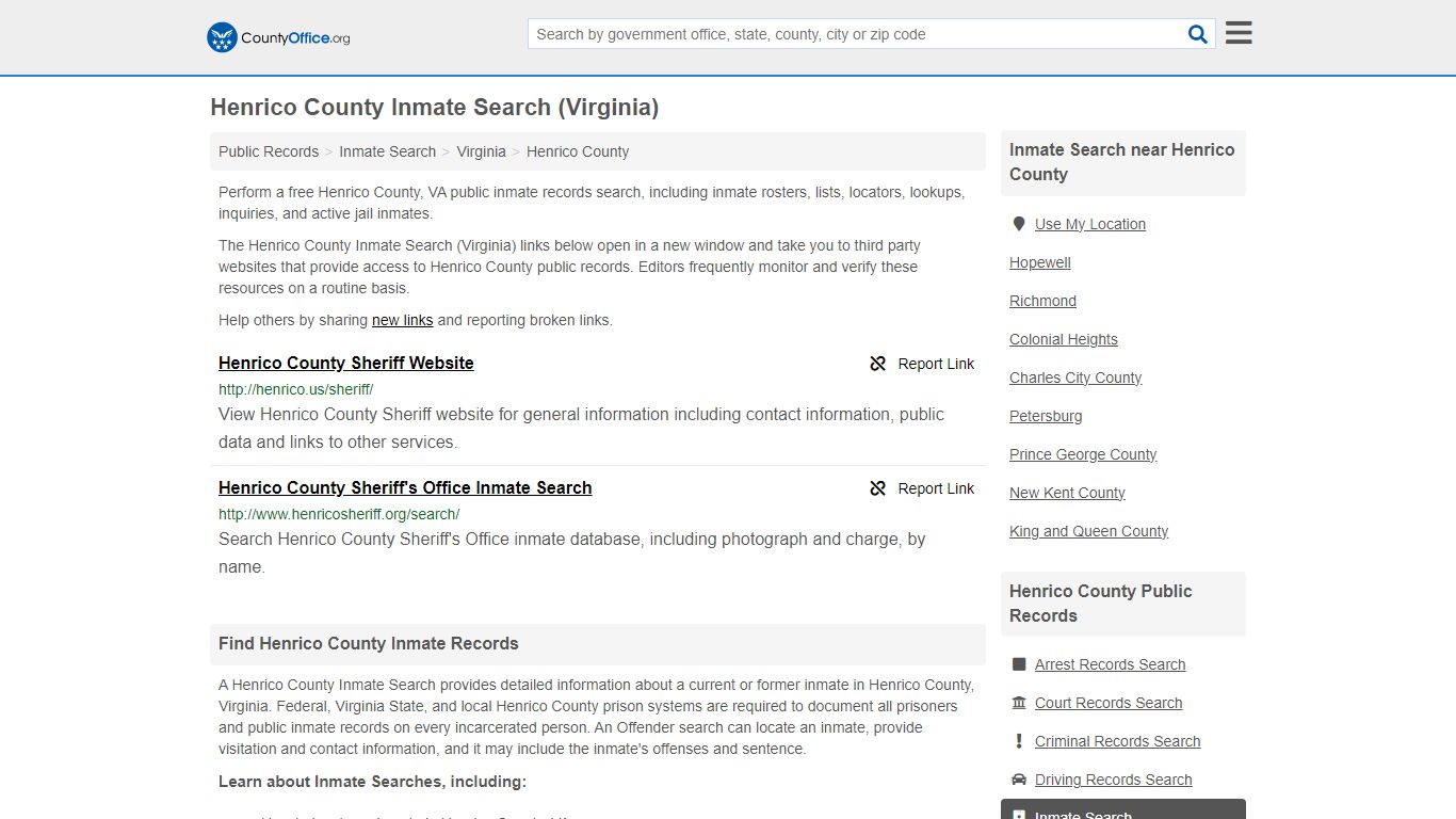 Inmate Search - Henrico County, VA (Inmate Rosters & Locators)